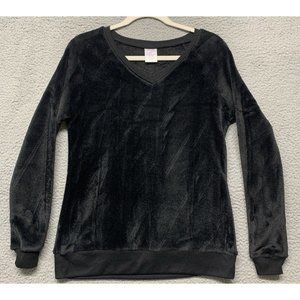 Secret Treasures Women's Velour Sleepwear Top V-Neck S/CH (4-6) Black Soft NWOT
